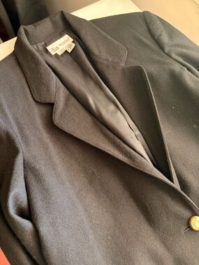 Vintage 100% Wool Block Island Black Blazer Jacket Button Down 14 Petite